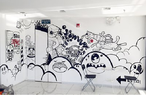 仪征手绘墙并非传统涂鸦。